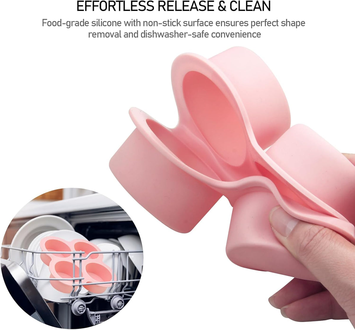 Huikangsheng 2 Pack Air Fryer Egg Bite Molds, 4-Cup Silicone Mini Round Muffin Pans for Oven, Air Fryer & Pot, Reusable Non-Stick Baking Molds (Pink)