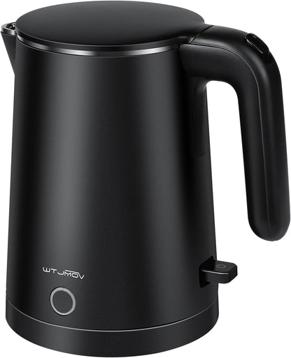 Electric Kettle Stainless Steel, 1.0L Small Water Boiler 1200W Fast Boiling, Double Wall Tea Kettle Pot Automatic Shut Off
