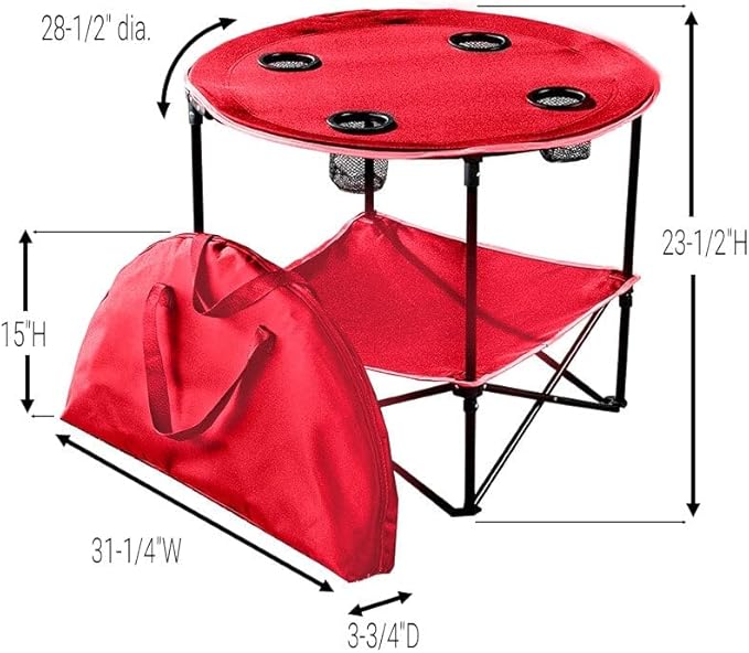 The Lakeside Collection Portable Folding Picnic Table with Shelf - Waterproof, Perfect for Outdoors - Red