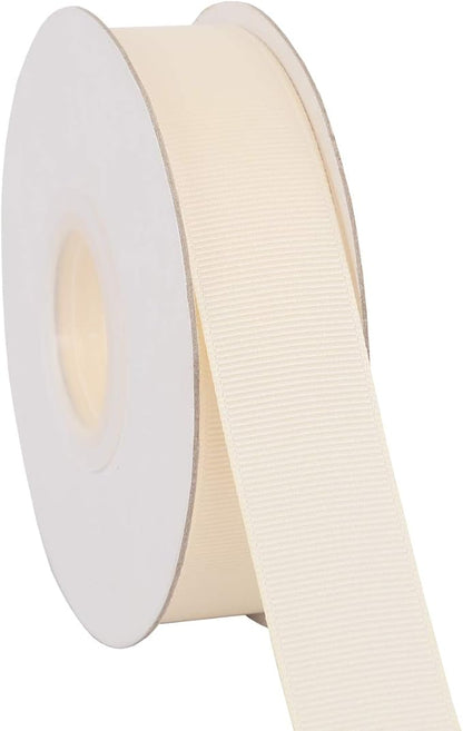 Ribbonitlux 1" Wide Solid Grosgrain Ribbon 25 Yards (810-Ivory）, Set for Gift Wrapping, Party Decor, Sewing Applications, Wedding and Craft