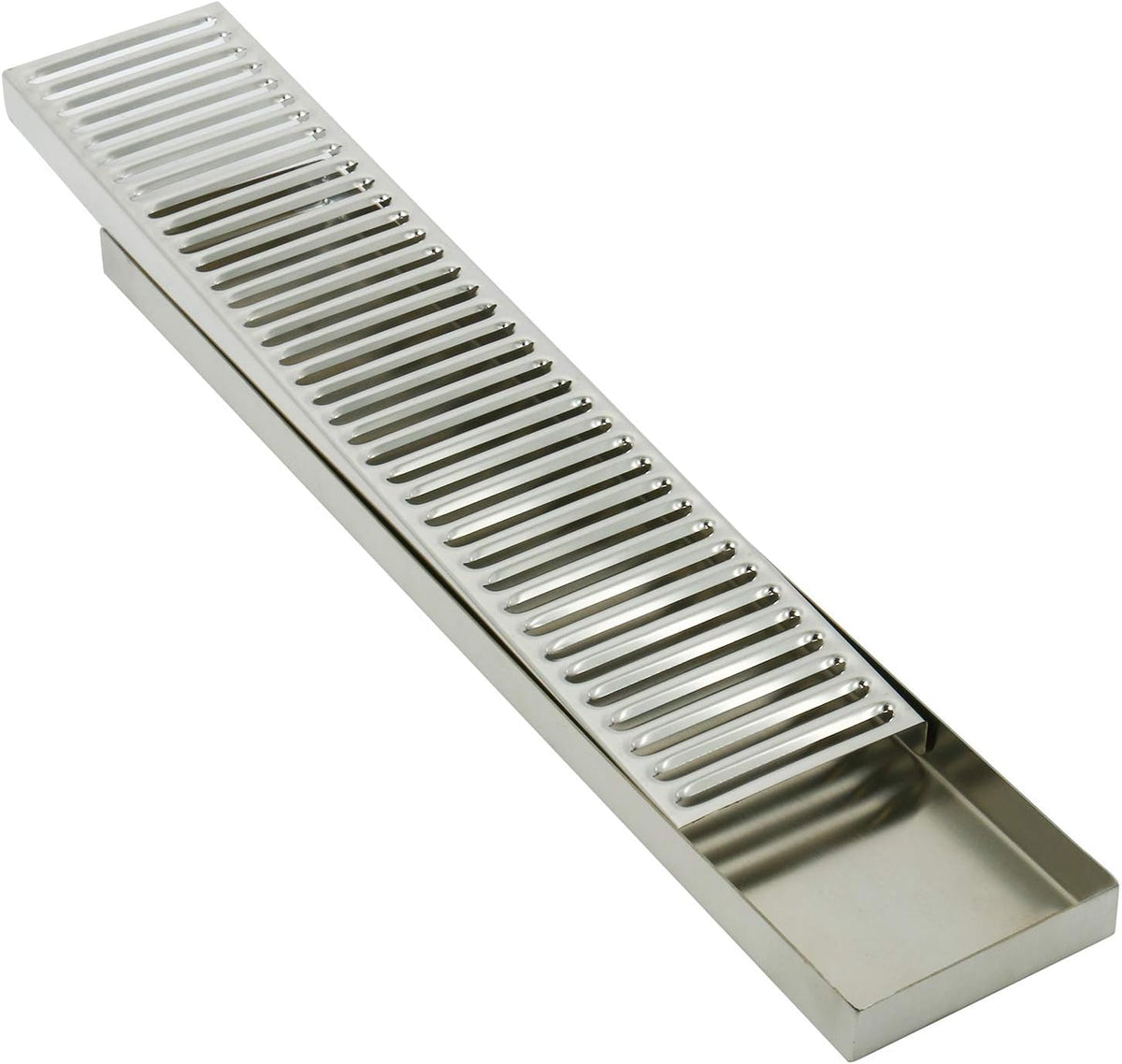 DasMarine 19" Length 4" Width Rectangular Stainless Steel Beer Surface Mount Drip Tray, No Drain, Silver