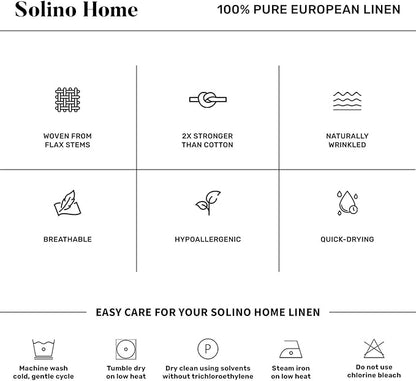 Solino Home Fringe Linen Table Runner 36 Inches - 100% Pure Linen Kelp Table Runner 14 x 36 Inch Ideal for Dresser and Coffee Tables, Spring