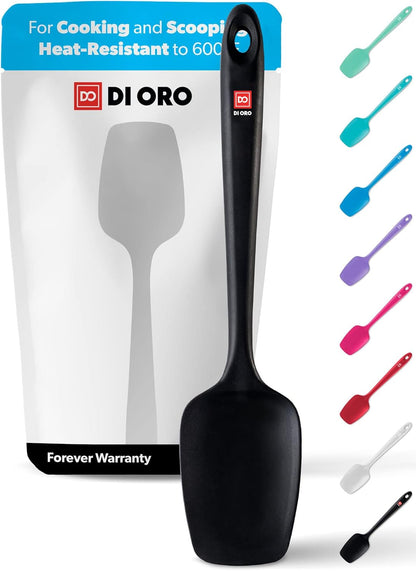 DI ORO Seamless Series Silicone Spoon Spatula - BPA Free Pro-Grade Non-Stick 600ºF Heat-Resistant Rubber Spoonula