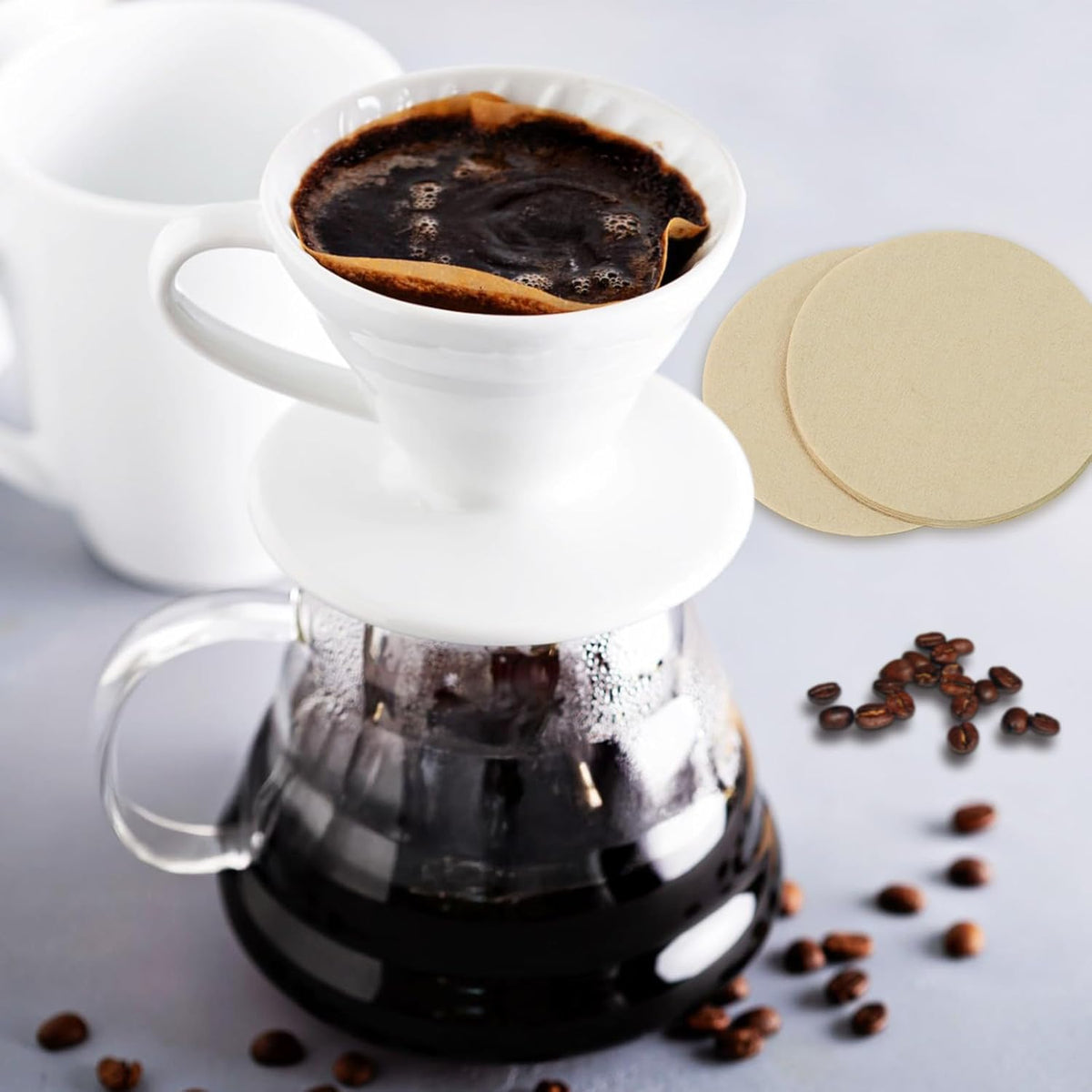 400 Pack Of Natural, Unbleached 2.5-Inch Disposable Coffee Filter Discs, Designed for Percolator Coffee Makers. Ideal for Use At Home, Office