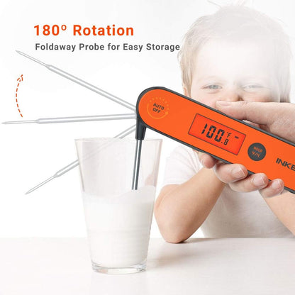 Inkbird Instant Read Meat Thermometer IHT-1P, Digital Waterproof Rechargeable Food Thermometer with Calibration, Magnet, Backlight for Cooking, Grill