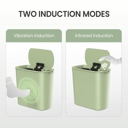 Cesun Automatic Motion Sensor Bathroom Trash Can with Lid, 2.6 Gallon Touchless Trash Bin, Smart Plastic Slim Garbage Can Small Green Wastebasket for Toilet, Office, rv, Bedroom, Living Room