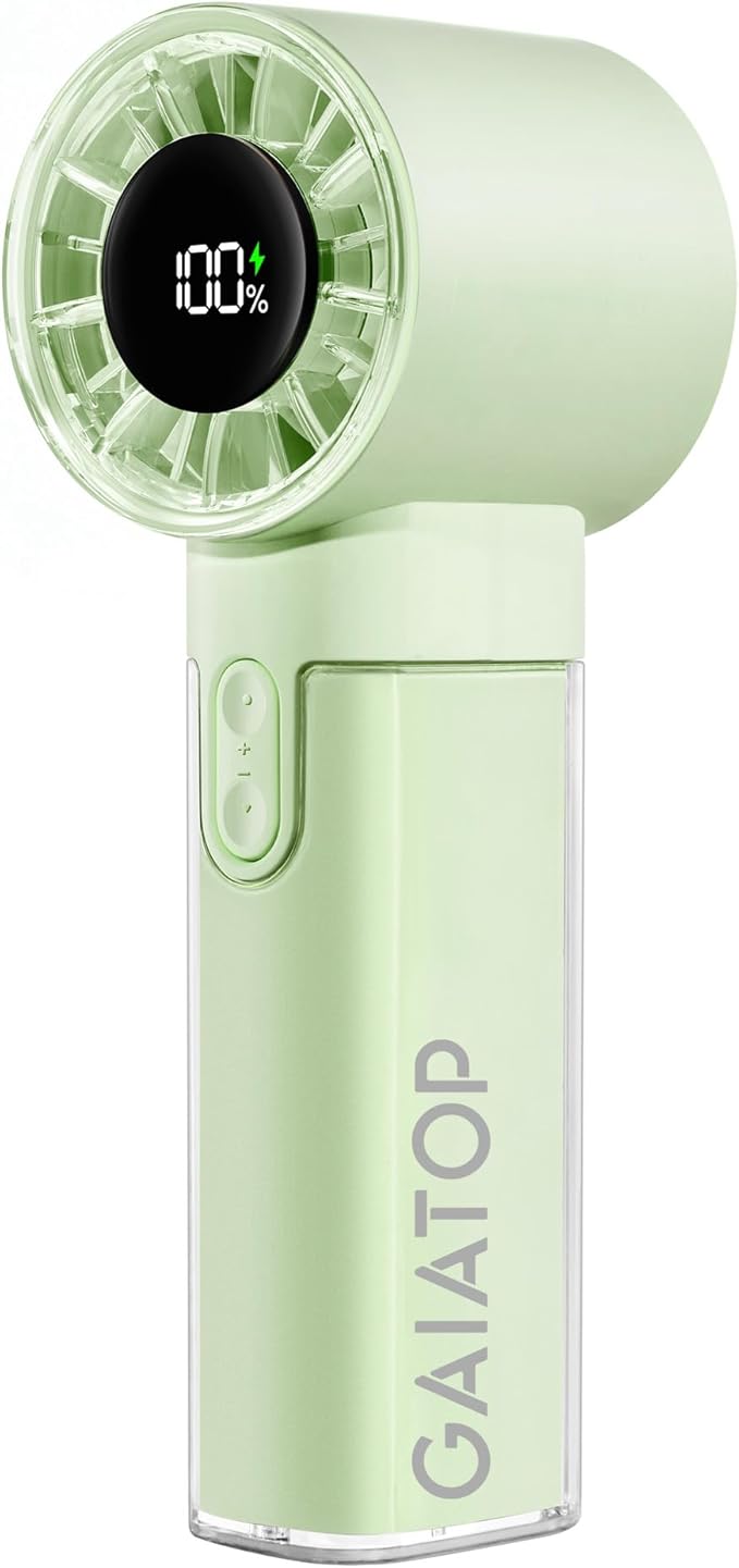 Gaiatop Portable Handheld Turbo Fan, 1-100 Adjustable High Speeds, 3-20Hrs Cooling Times, 4800mAh USB Rechargeable Portable Small Hand Fans with Lanyard for Outdoor, Travel, Home, Make Up, Green