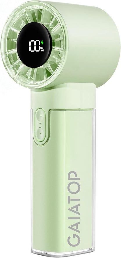 Gaiatop Portable Handheld Turbo Fan, 1-100 Adjustable High Speeds, 3-20Hrs Cooling Times, 4800mAh USB Rechargeable Portable Small Hand Fans with Lanyard for Outdoor, Travel, Home, Make Up, Green