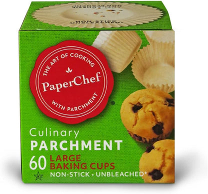 PaperChef - Large Parchment Baking Cups - Easy Release, Non-Stick Paper - 60 Count