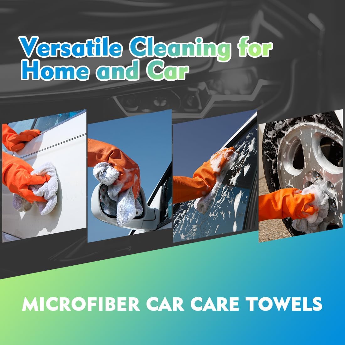 Homexcel Microfiber Cleaning Cloth 6 Pack 12.5 x 12.5 inch Microfiber Towels for Cars Ultra Absorbent Car Washing Cloth Lint Free Streak Free