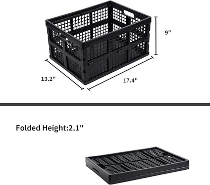 Aebeky 3-Pack Plastic Collapsible Storage Crates-30L,Foldable Plastic Crates for Storage (Black)