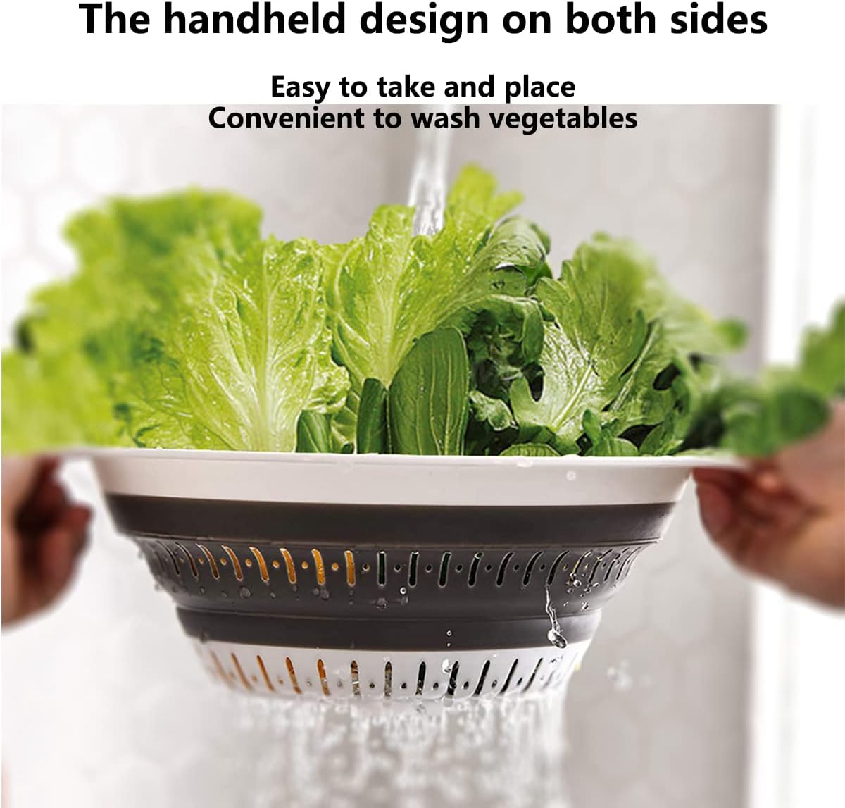Collapsible Colander and Strainer,Silicone Strainer Colanders & Food Strainers,for Vegetable and Fruit, Kitchen Essentials (2, White, 2.5L+2.5L)