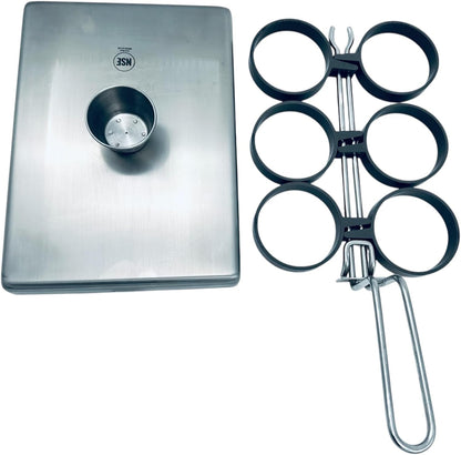 Rattleware Stainless Steel Egg Rings - Commercial-Grade, Even Cooking, Heat-Resistant Handle, Ideal for Frying Eggs - Durable & Trusted by Professional Chefs Worldwide (6 Ring Set)