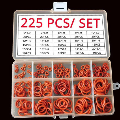 Silicone Rubber O-Ring Assortment Kit 225 Pieces 15 Sizes Metric VMQ Sealing Gasket Set for Cup Lids, Coffee Maker, Brewing Fitting, Washer, Filter