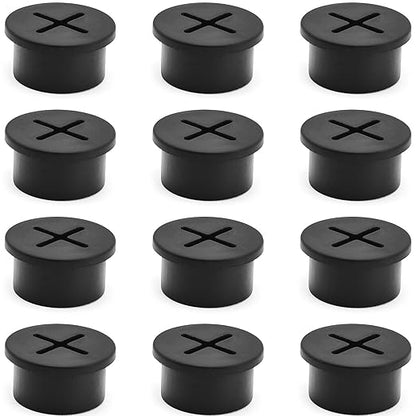 Surf turtle 12 Pack 3/4 Inch Black Desk Grommets, Flexible Cable Cord Hole Cover for Desk Table Cabinet Countertop Home Furniture