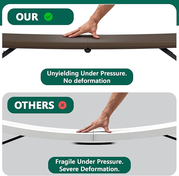 4ft Folding Table, Foldable Picnic Table Portable Table for Indoor Outdoor Use Heavy Duty Plastic Table Camping Table for Party, BBQ, Brown