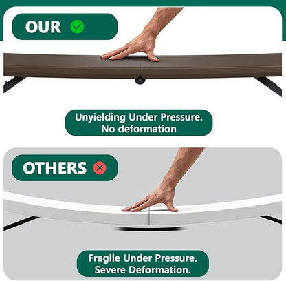 4ft Folding Table, Foldable Picnic Table Portable Table for Indoor Outdoor Use Heavy Duty Plastic Table Camping Table for Party, BBQ, Brown