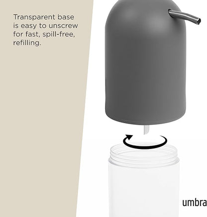 Umbra Touch Soap Dispenser Pump 13 oz (384 ml) Capacity for Liquid Soap or Hand Sanitizer, Easy to Refill, Grey