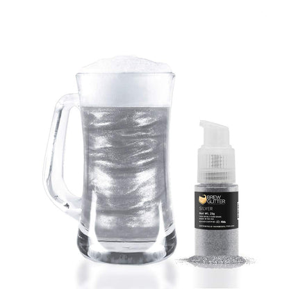 Brew Glitter - Silver (25g 1x Pump), Edible Glitter for Cakes, Cupcakes, Cake Pops, Drinks, Desserts by Bakell