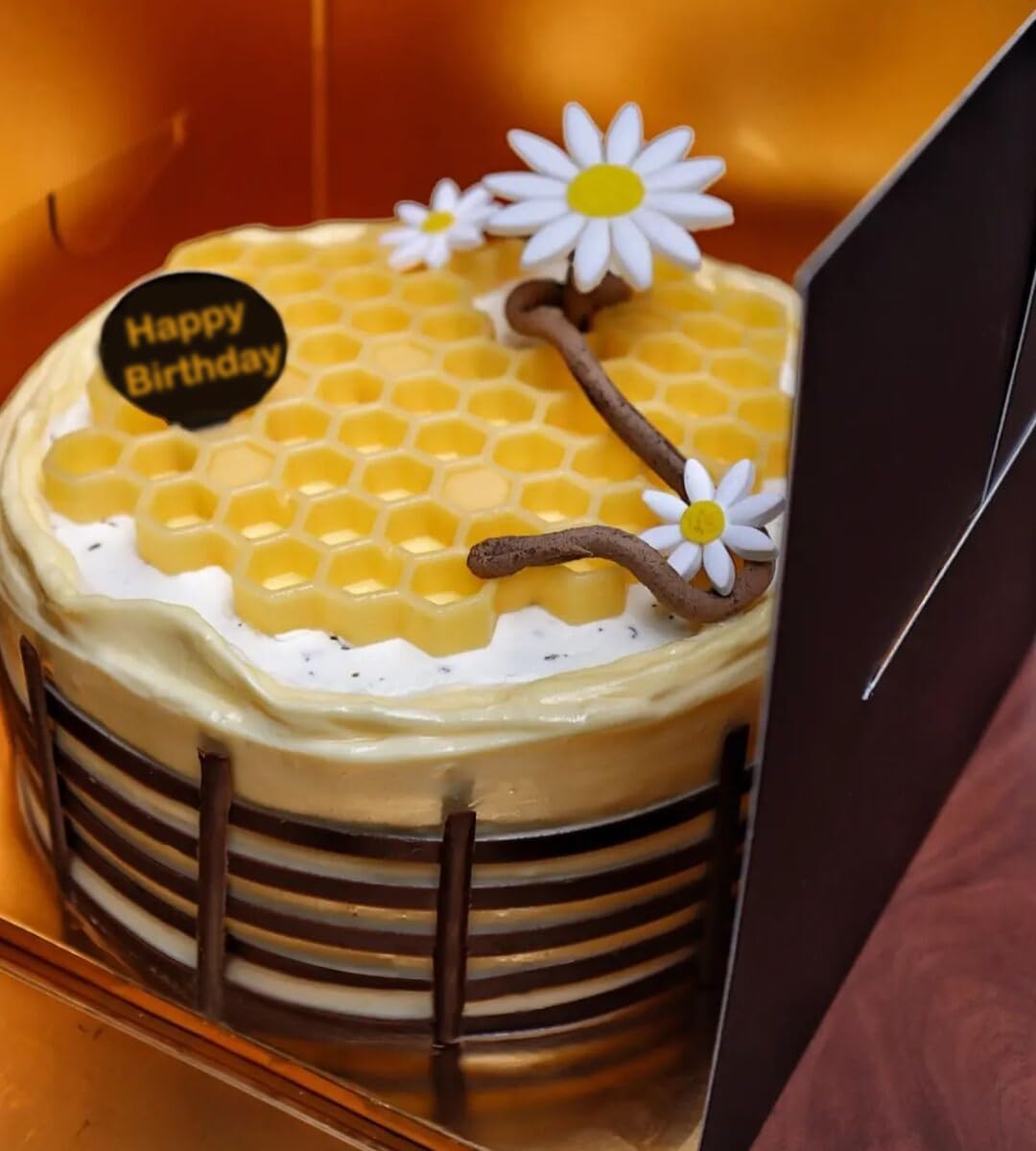 Honeycomb Bee Silicone Molds, Embossing Lace Fondant Mold and Bee Lace Fondant Molds for Cupcake Cake Decorating Sugar Chocolate Candy Baking Mold