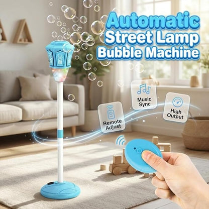 Street Lamp Bubble Machine, 2026 New Automatic Bubble Machine Stand with Light Music, Adjustable Standing Bubble Maker Blower Torch-Shaped for Outdoor Party Birthday Wedding (Yellow Sunflowers)