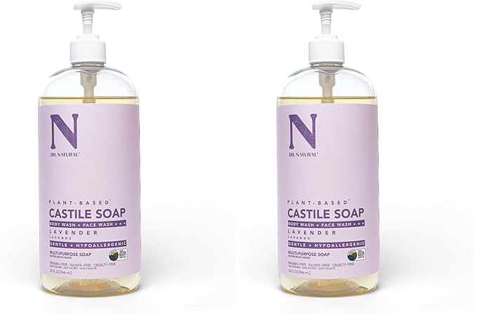 Dr. Natural Castile Liquid Soap, Lavender, 32 oz - Plant-Based - Made with Organic Shea Butter - Rich in Coconut and Olive Oils - Sulfate and Paraben-Free, Cruelty-Free - Multi-Purpose Soap