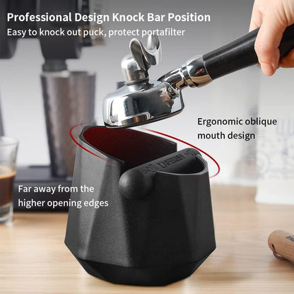 Coffee Knock Box Espresso Grounds - Cafemasy Home Use Epsresso Accessories Unique Design Diamond Shape Mini Knock Box with Espresso Cleaning Brush