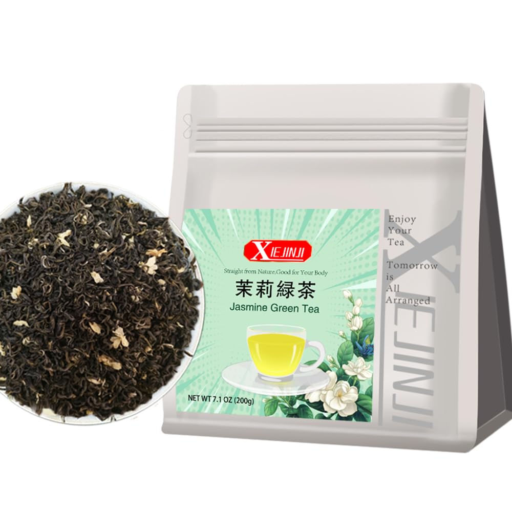 Xiejinji Jasmine Tea Loose Leaf, 7.1 oz(200g), 100% Pure Natural Jasmine Flower, Traditional Scented Tea Technique, Fragrant Floral Scent
