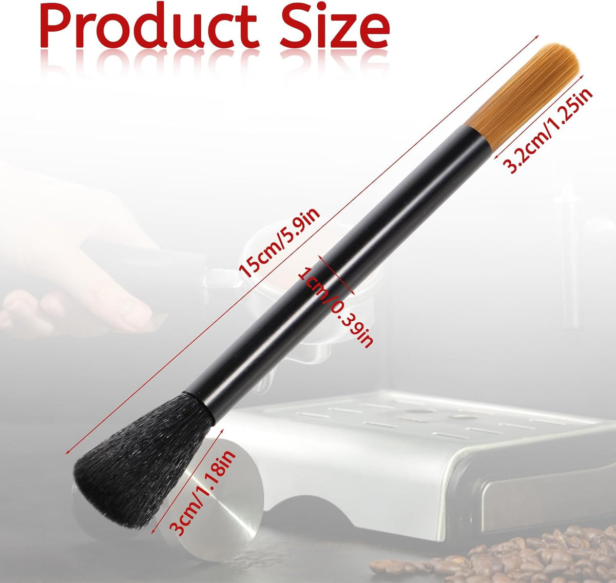 Giantree Dual Head Coffee Brush, Coffee Grinder Brush, Dusting Espresso Brush Coffee Grinder Cleaner, Barista Tools for Coffee Machine Toaster Cleaning(Black)