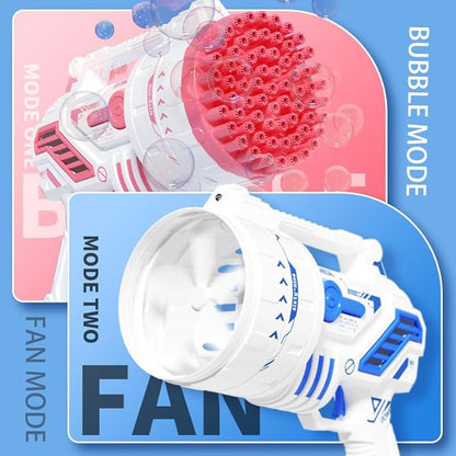 Bubble Gun for Kids, 69-Hole Bubble Machine with LED Lights, 69 Hole Bubble Blaster Blower, for Ages 3+, Summer, Birthday, Party Wedding Outdoor (Pink)