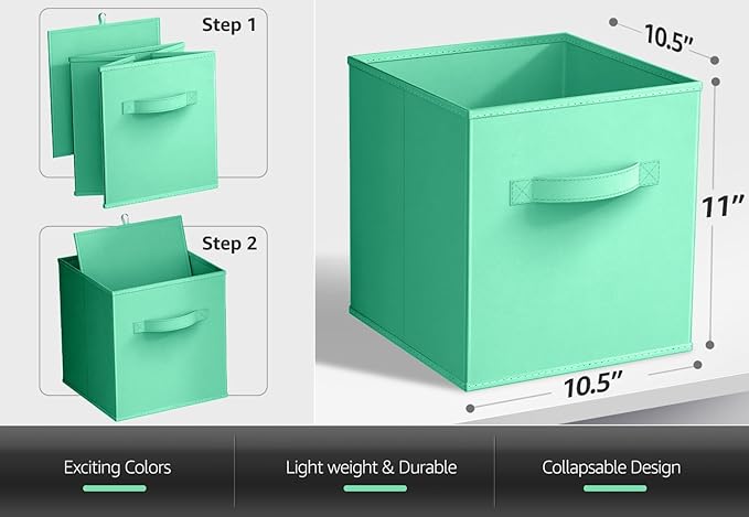Sorbus Fabric Storage Cubes - 8 Foldable Storage Bins for Organizing Pantry, Cubbies, Toy Box - Clothes Storage & Closet Organizer - 11 Inch Collapsible Cube Baskets for Shelves with Handle