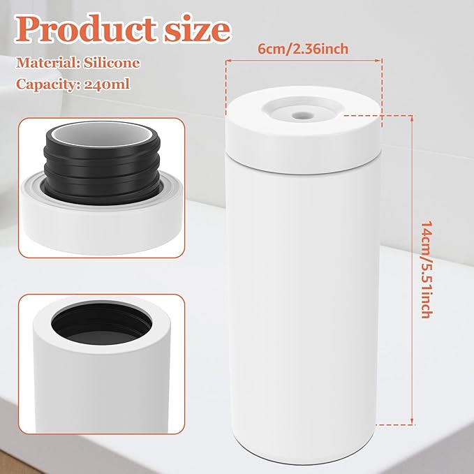 8 Oz Dishwashing Liquid Dispenser, Silicone Dish Soap Dispenser, Reusable Soap Dispenser Hand Soap, Refillable Dish Soap Squeeze Bottle Portable Hand Soap Bottle for Bathroom (White)