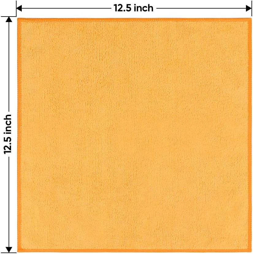 Homexcel Yellow Microfiber Cleaning Cloths 12 Pack, 12.5 x 12.5 inch Microfiber Towel for Cars, Ultra Absorbent Car Washing Cloth