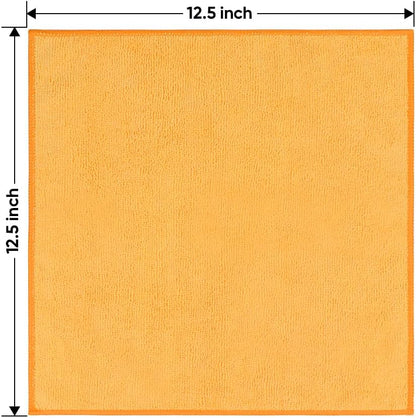 Homexcel Yellow Microfiber Cleaning Cloths 12 Pack, 12.5 x 12.5 inch Microfiber Towel for Cars, Ultra Absorbent Car Washing Cloth