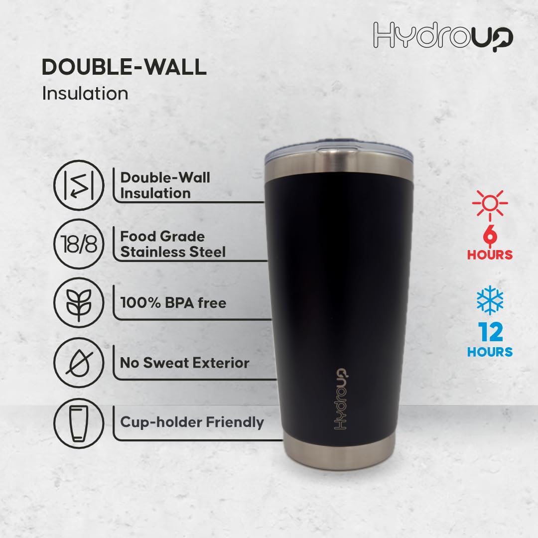 20 oz Tumbler Cup, Stainless Steel Insulated Coffee Mug with Lid, Coffee Travel Mug & Iced Coffee Cup, Leakproof Coffee Tumbler
