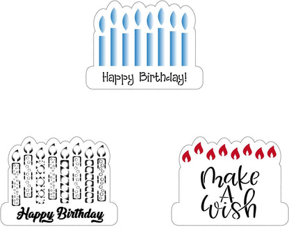 Birthday Cookie Cutter and Stencil Set Bundle Kit PYO Cookies Paint Your Own Diy Bakery Fondant Sugar Happy Birthday Wedding Baby Candle Kids