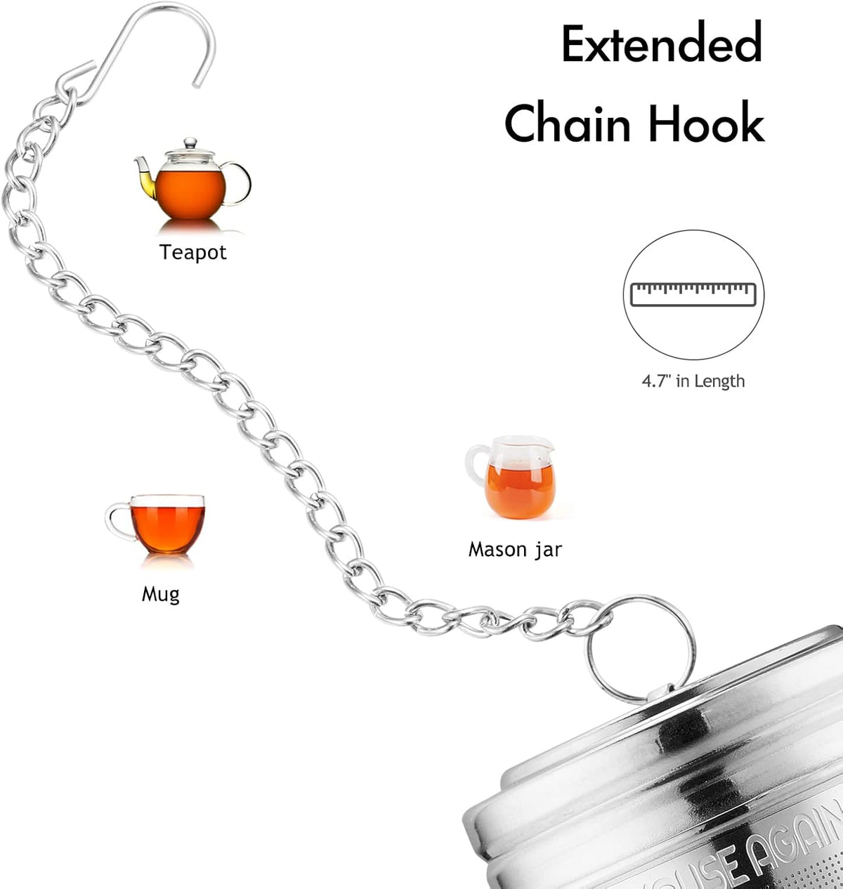 House Again Tea Infuser (2 Pack with Scoop), Extra Fine Mesh Tea Infusers for Loose Tea, 18/8 Stainless Steel Tea Strainer with Extended Chain Hook