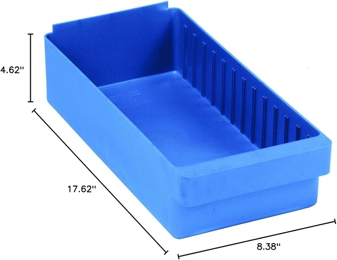 Quantum QED606BL Storage Systems Super Tuff Euro Drawers | Oil Chemical Resistant Tray Organizer for Industrial Kitchen Automotive Warehouse | 17.62"W x 8.37"D x 4.62"H, Blue, Polystyrene (Case of 24)