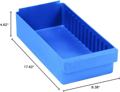 Quantum QED606BL Storage Systems Super Tuff Euro Drawers | Oil Chemical Resistant Tray Organizer for Industrial Kitchen Automotive Warehouse | 17.62"W x 8.37"D x 4.62"H, Blue, Polystyrene (Case of 24)