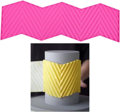 Tuke 3D Diagonal Stripes Design Lace Mat Silicone Mold Silicone Lace Mold Sugar Craft Cake Brim Decoration Tool (L_ Diagonal Stripes)
