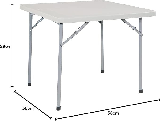 Office Star Resin Sqaure Multipurpose Table with Collapsible Legs, Indoor Outdoor Use for Banquets, Picnics, and Parties, 36 Inch, Square