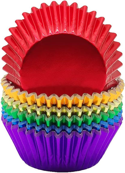 Rainbow 6 Bright Colors Standard Cupcake Liners Muffin Foil Paper Baking Cups, 120-Count