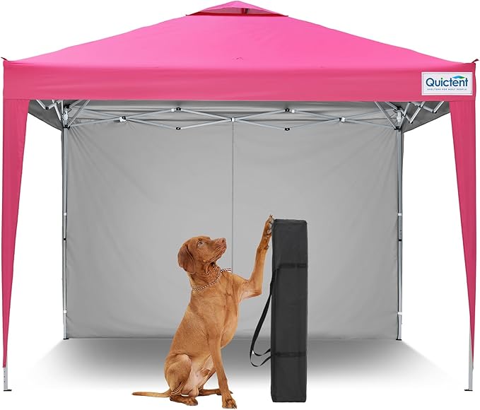 Quictent 10x10 Pop Up Canopy Tent with 1 Sidewall, Instant Setup Gazebo for 1 Person, Portable & Compact, Waterproof & UV Protection, Ideal for Camping, Beach, Parties, and Outdoor Events
