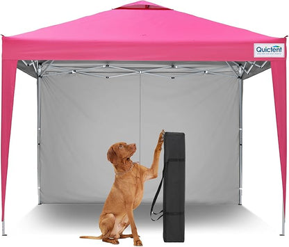 Quictent 10x10 Pop Up Canopy Tent with 1 Sidewall, Instant Setup Gazebo for 1 Person, Portable & Compact, Waterproof & UV Protection, Ideal for Camping, Beach, Parties, and Outdoor Events