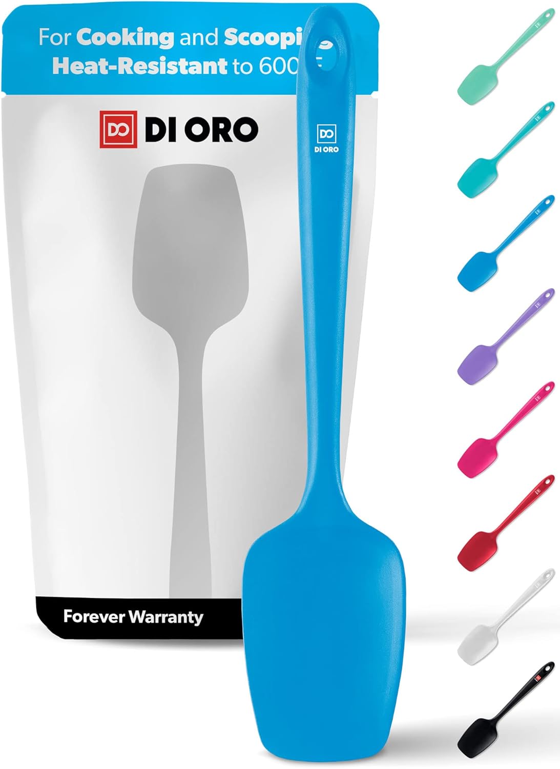 DI ORO Silicone Spoon Spatula - Forever Warranty - 600°F Heat-Resistant Large Silicone Spoonula Scraper
