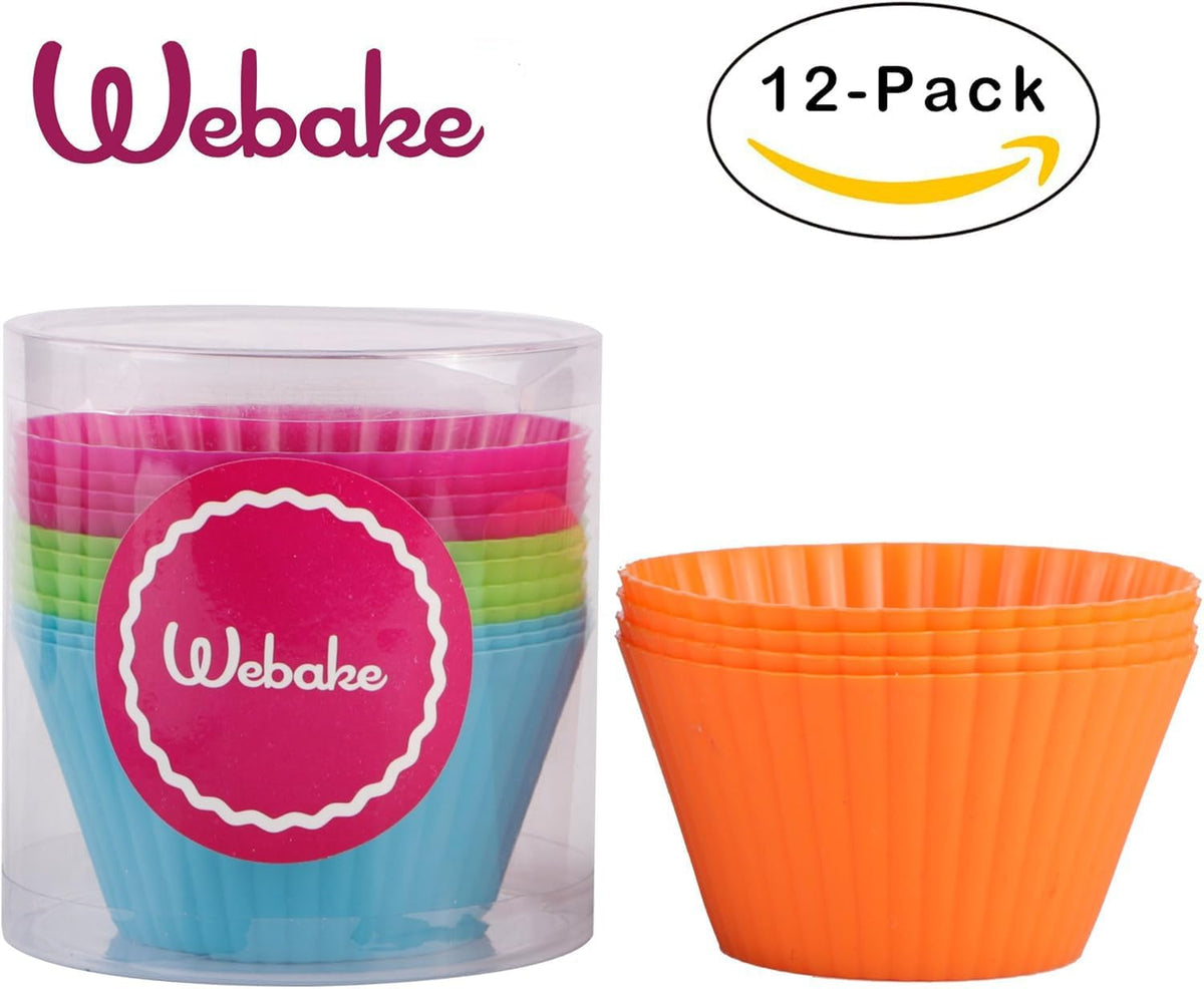 Webake Jumbo Silicone Muffin Cups, 3.5 Inch Jumbo Silicone Baking Cups Reusable Cupcake Liners Nonstick Large Cake Cups Set Stand Alone Cupcake
