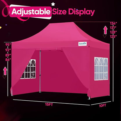 Quictent 10x15 Heavy Duty Pop Up Canopy Tent with Sidewalls, Hexagonal Legs- Commercial Instant Shelter with 3-Year Frame Warranty, 800D Waterproof Oxford Fabric for Weddings, Events, Outdoor Markets