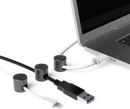 Cable Anchors for Desk Organization Gun Metal | Premium Aluminum Cord Organizers | Charger + Cable Management Clips for Home & Office | Stylish, Sturdy, & Functional | (3 Pack)