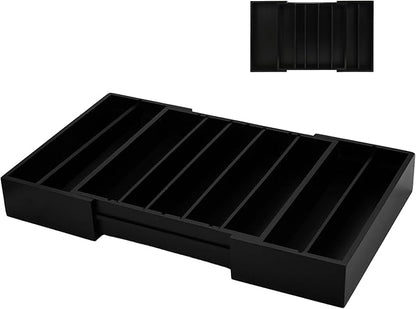 MinBoo Bamboo Drawer Organizer - Expandable K Cup & Pods Holder, Coffee Pod Storage, Tea Organizer, Versatile Kitchen Accessory Organization and Storage，Black
