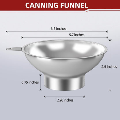 Standard Mason Jar Funnel with Strainer,Large Metal Funnel for transferring Milk, Juice, Oils, flavorings
